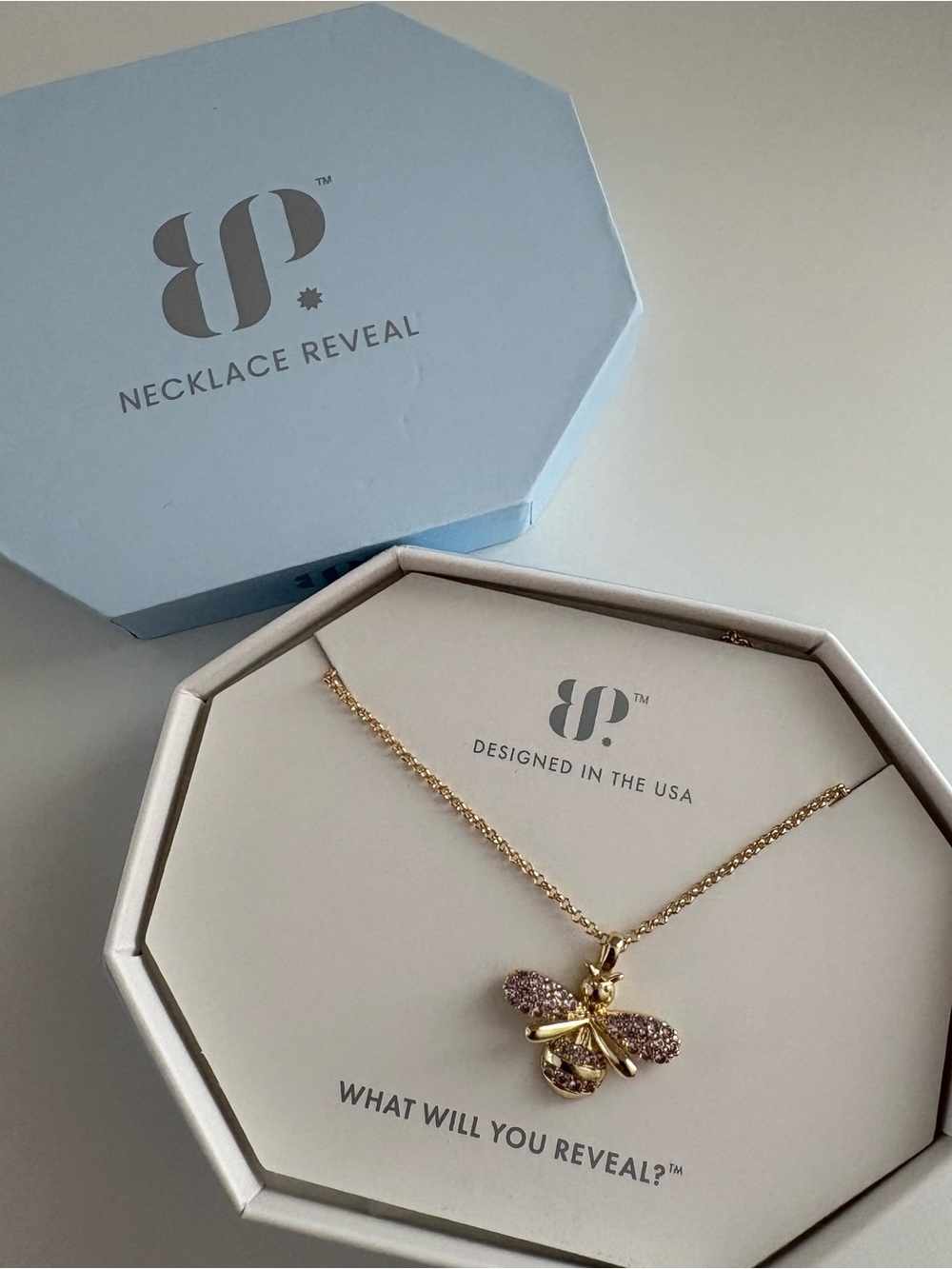 Bomb Party The Bee Exclusive Bringback Necklace NK38463 Pink Sapphire Gold
